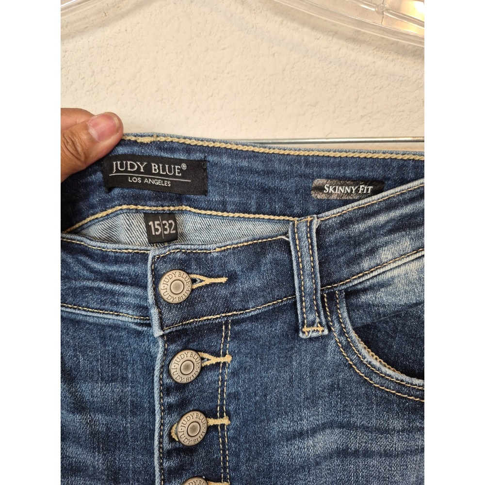 Judy Blue Skinny Fit Button Fly Jeans Medium Wash High Rise Size 15/32 - Picture 3 of 9